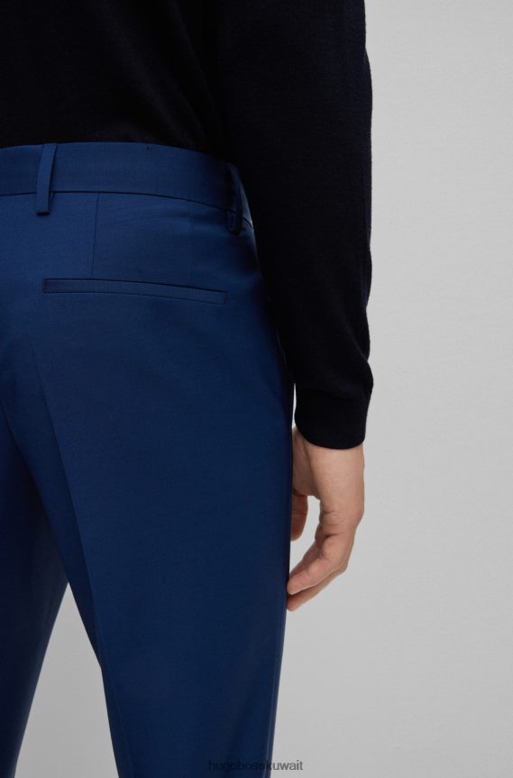 4TFNJN3352 أزرق غامق Hugo Boss بنطلون هوغو ذو قصة ضيقة باللون الأزرق الداكن مصنوع من مزيج من الصوف البكر