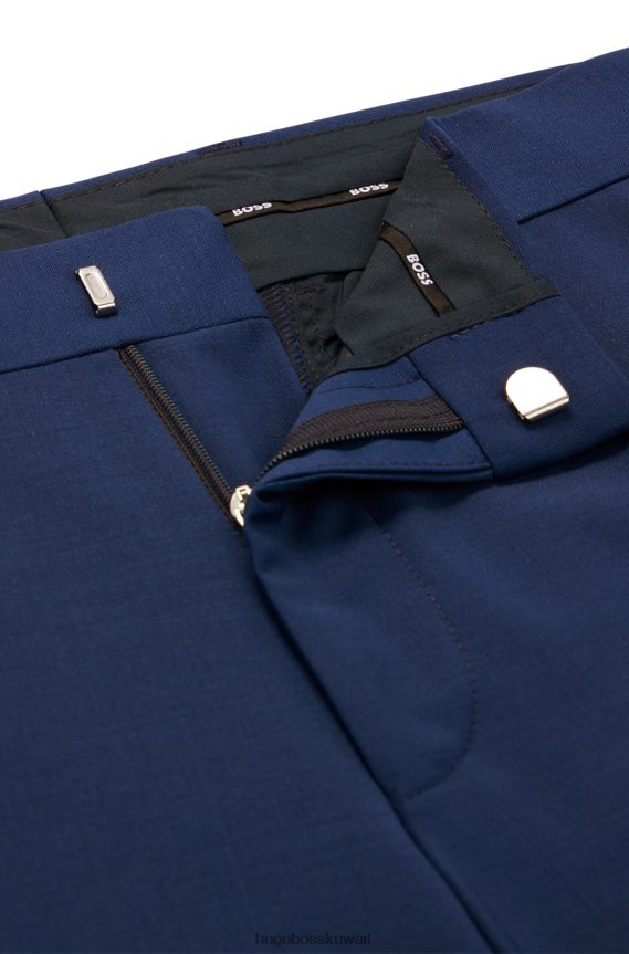 4TFNJN3352 أزرق غامق Hugo Boss بنطلون هوغو ذو قصة ضيقة باللون الأزرق الداكن مصنوع من مزيج من الصوف البكر