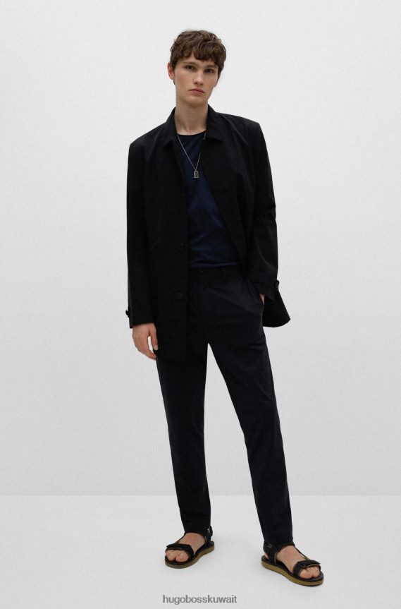 4TFNJN3365 أزرق غامق Hugo Boss تي شيرت Hugo باللون الأزرق الداكن ذو المقاس العادي من قطن بيما خفيف الوزن