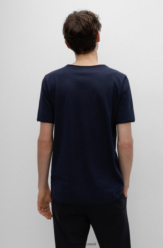 4TFNJN3365 أزرق غامق Hugo Boss تي شيرت Hugo باللون الأزرق الداكن ذو المقاس العادي من قطن بيما خفيف الوزن