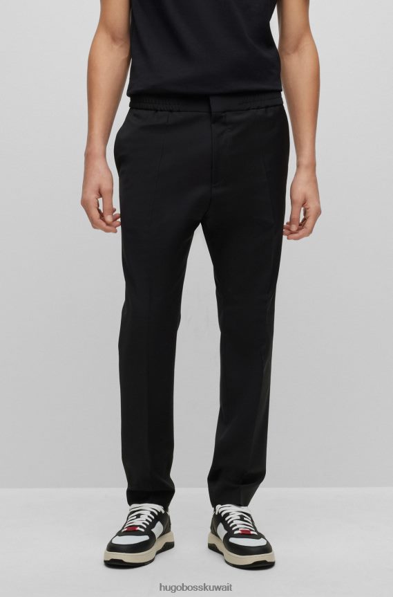 4TFNJN3370 أسود Hugo Boss بنطال هوغو أسود فائق النحافة مصنوع من مزيج الصوف فائق المرونة