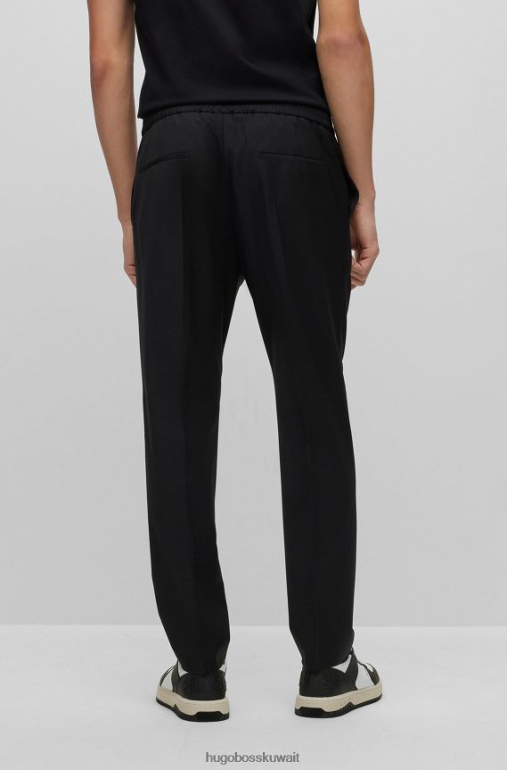4TFNJN3370 أسود Hugo Boss بنطال هوغو أسود فائق النحافة مصنوع من مزيج الصوف فائق المرونة