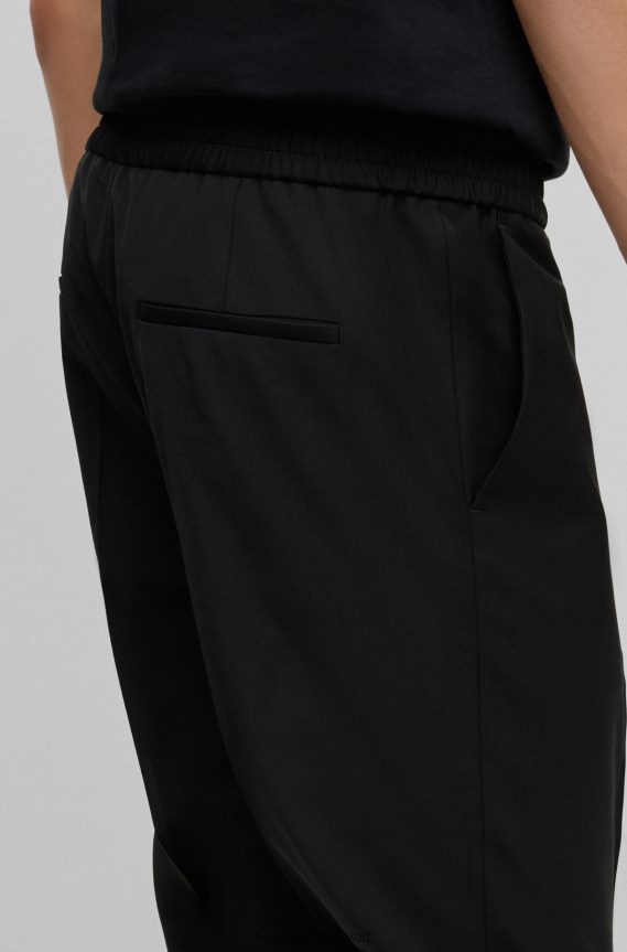 4TFNJN3370 أسود Hugo Boss بنطال هوغو أسود فائق النحافة مصنوع من مزيج الصوف فائق المرونة