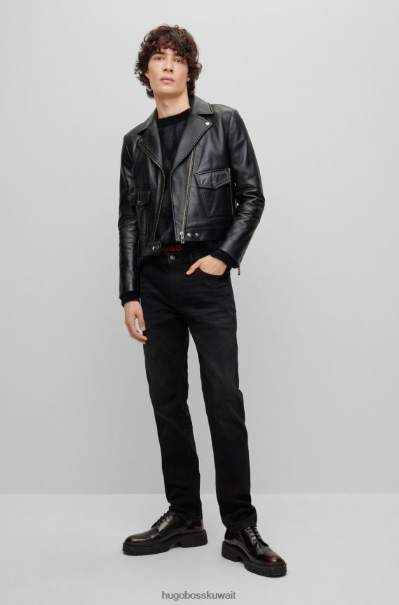 4TFNJN3373 أسود Hugo Boss سترة كبيرة الحجم مع زخارف جاجليون هيوغو باللون الأسود