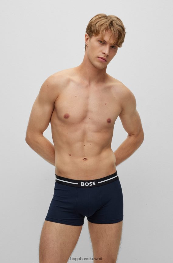 4TFNJN3388 أسود أحمر Hugo Boss Hugo حزمة من ثلاثة سراويل من القطن المطاطي مع أحزمة خصر سوداء تحمل الشعار
