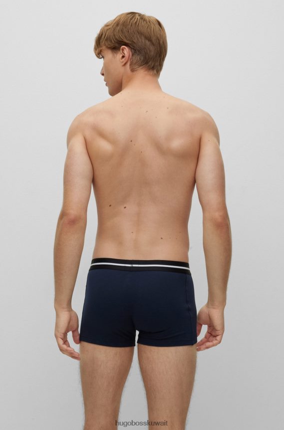 4TFNJN3388 أسود أحمر Hugo Boss Hugo حزمة من ثلاثة سراويل من القطن المطاطي مع أحزمة خصر سوداء تحمل الشعار