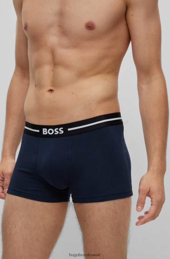 4TFNJN3388 أسود أحمر Hugo Boss Hugo حزمة من ثلاثة سراويل من القطن المطاطي مع أحزمة خصر سوداء تحمل الشعار