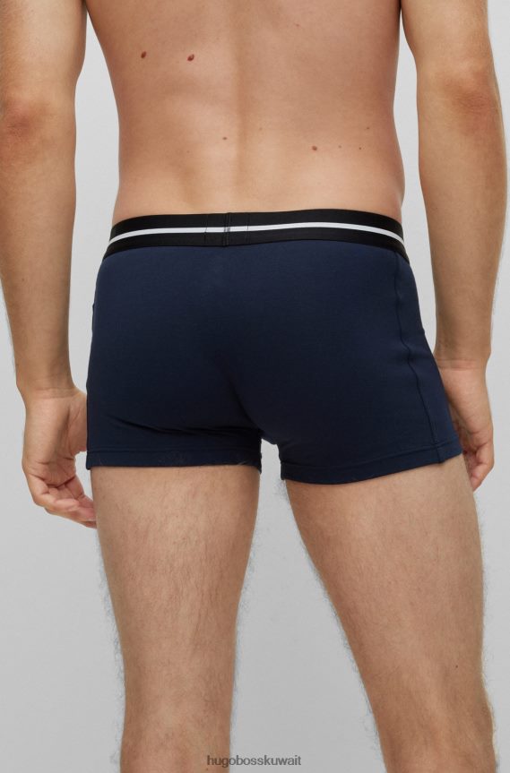 4TFNJN3388 أسود أحمر Hugo Boss Hugo حزمة من ثلاثة سراويل من القطن المطاطي مع أحزمة خصر سوداء تحمل الشعار