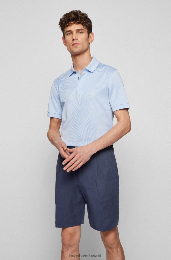 4TFNJN3390 أزرق فاتح Hugo Boss قميص بولو من هوغو بقصّة ضيّقة من القطن المرسيري مع طباعة موسمية باللون الأزرق الفاتح