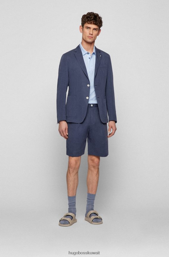 4TFNJN3390 أزرق فاتح Hugo Boss قميص بولو من هوغو بقصّة ضيّقة من القطن المرسيري مع طباعة موسمية باللون الأزرق الفاتح