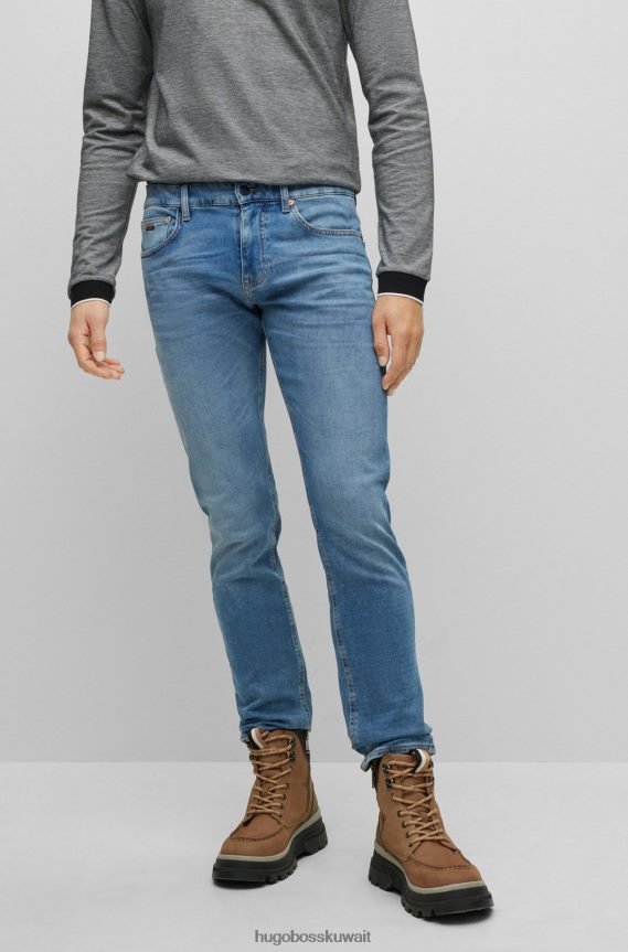 4TFNJN3392 أزرق Hugo Boss جينز أزرق ضيق من هوغو الدنيم المحبوك باللون الأزرق المتوسط