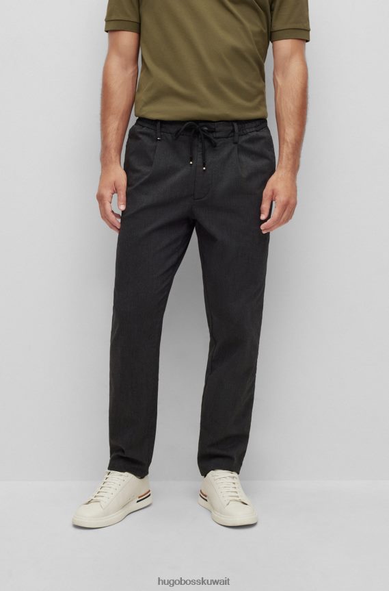 4TFNJN3395 أسود Hugo Boss بنطلون Hugo أسود ضيق من قماش ميلانج الإيطالي المطاطي
