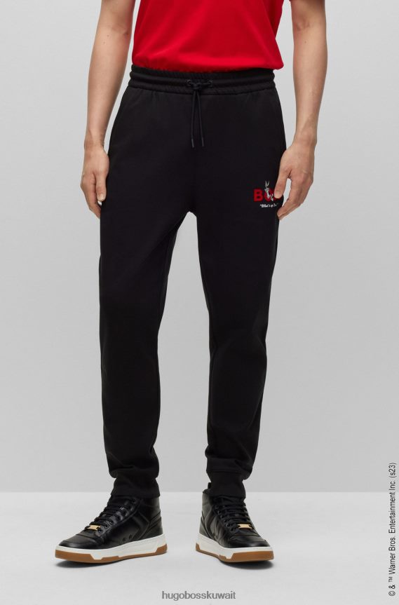 4TFNJN3396 أسود Hugo Boss لوني تونز x هوغو قيعان رياضية من القطن المتشابك