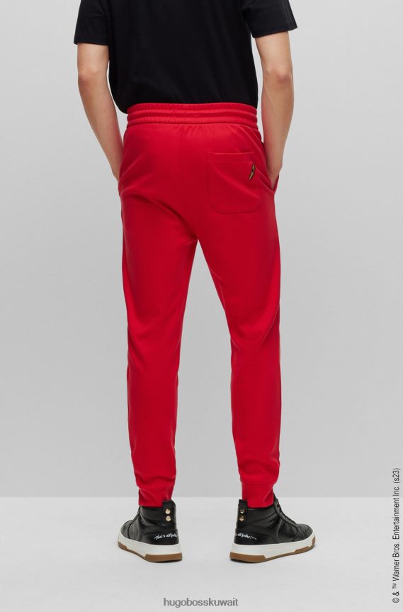 4TFNJN3397 أحمر Hugo Boss لوني تونز × سروال رياضي من القطن المتشابك