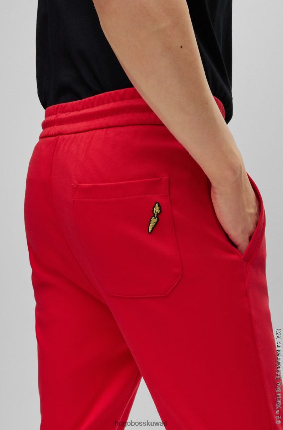 4TFNJN3397 أحمر Hugo Boss لوني تونز × سروال رياضي من القطن المتشابك