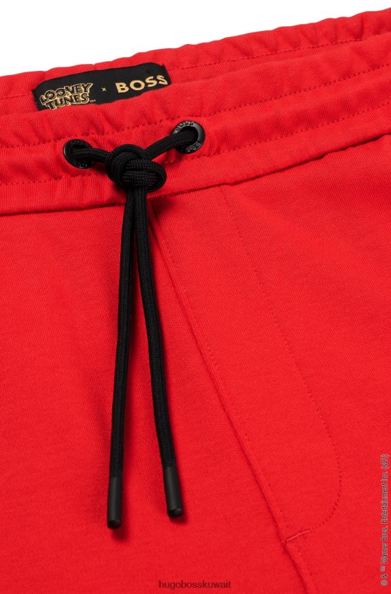 4TFNJN3397 أحمر Hugo Boss لوني تونز × سروال رياضي من القطن المتشابك