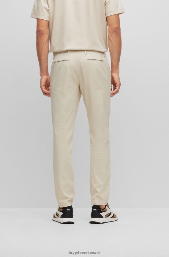 4TFNJN3405 أبيض Hugo Boss تشينو بقصة ضيقة من مزيج القطن المطاطي باللون الأبيض