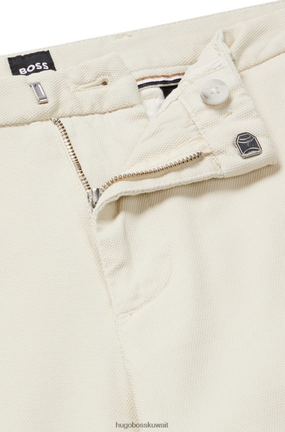 4TFNJN3405 أبيض Hugo Boss تشينو بقصة ضيقة من مزيج القطن المطاطي باللون الأبيض