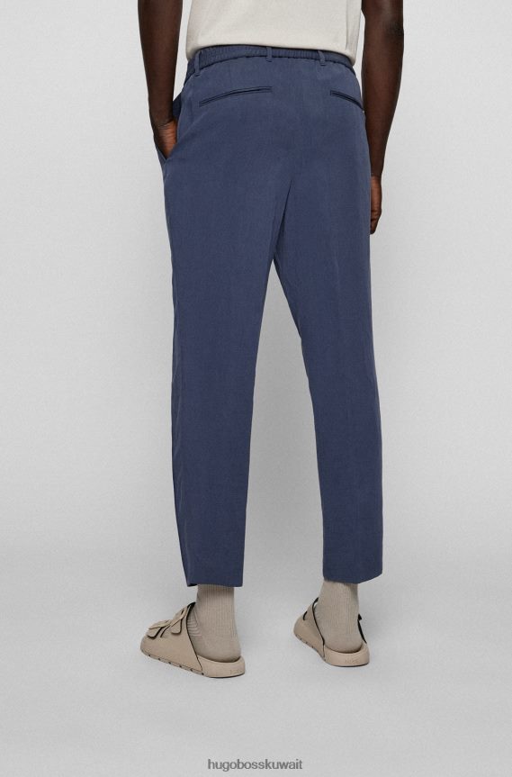 4TFNJN3408 أزرق غامق Hugo Boss بنطلون هوغو أزرق داكن مدبب مع خصر برباط