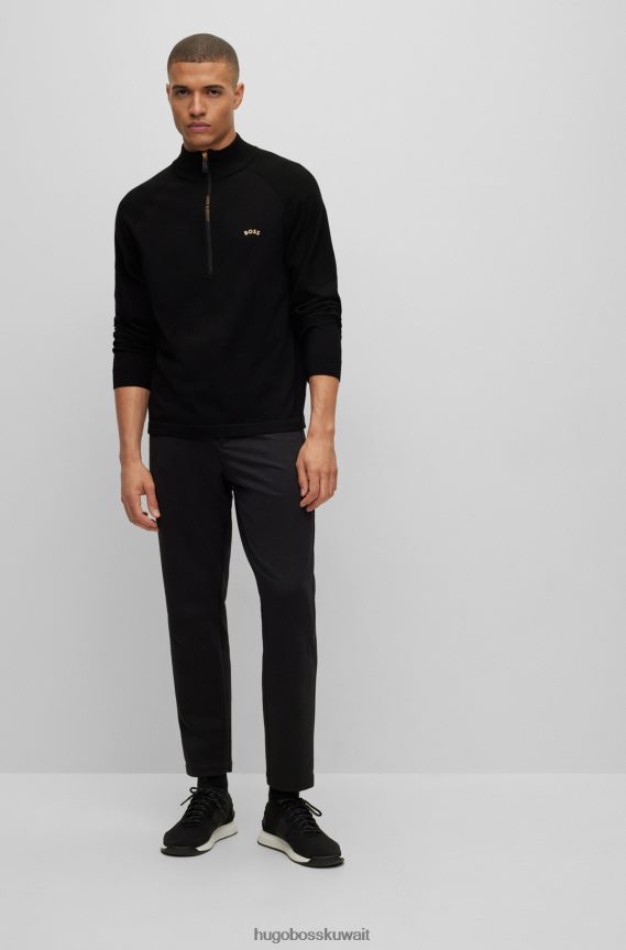 4TFNJN3417 أسود Hugo Boss سترة x ajbxng ذات رقبة بسحاب ومقاس عادي مع علامة تجارية تعاونية