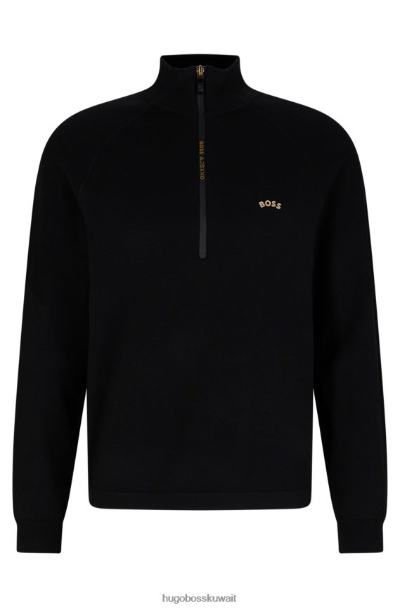 4TFNJN3417 أسود Hugo Boss سترة x ajbxng ذات رقبة بسحاب ومقاس عادي مع علامة تجارية تعاونية