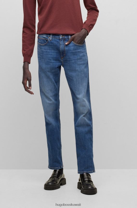 4TFNJN3418 أزرق Hugo Boss بنطال جينز ضيق من قماش الدنيم الأزرق المريح والمطاط