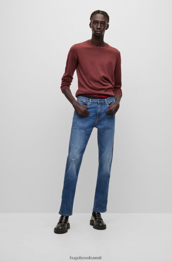 4TFNJN3418 أزرق Hugo Boss بنطال جينز ضيق من قماش الدنيم الأزرق المريح والمطاط