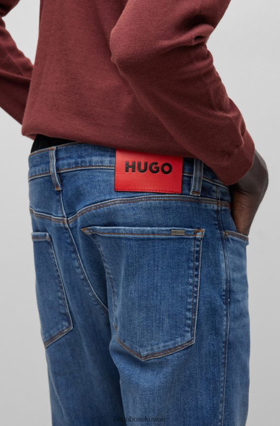 4TFNJN3418 أزرق Hugo Boss بنطال جينز ضيق من قماش الدنيم الأزرق المريح والمطاط