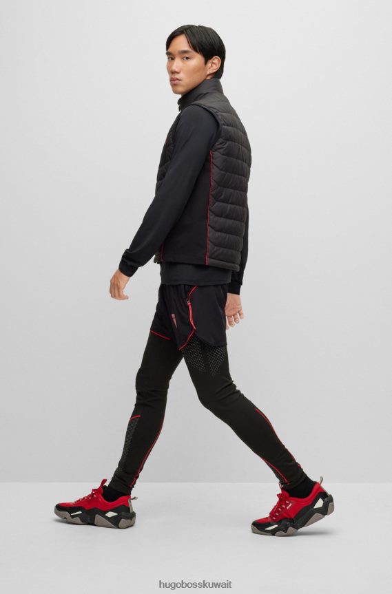 4TFNJN3424 أسود Hugo Boss تيشيرت Hugo شبكي مطاطي بقصة ضيقة مع شعار كبسولة أسود