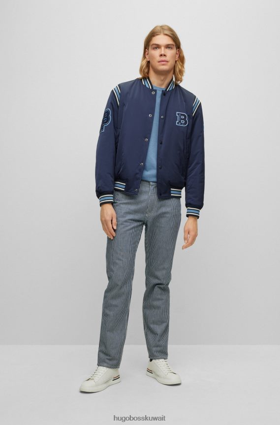 4TFNJN3426 أزرق فاتح Hugo Boss تيشيرت بقصة عادية من الجيرسي القطني باللون الأزرق الفاتح مع طباعة شعار هوغو