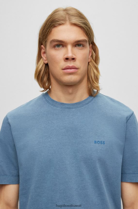 4TFNJN3426 أزرق فاتح Hugo Boss تيشيرت بقصة عادية من الجيرسي القطني باللون الأزرق الفاتح مع طباعة شعار هوغو