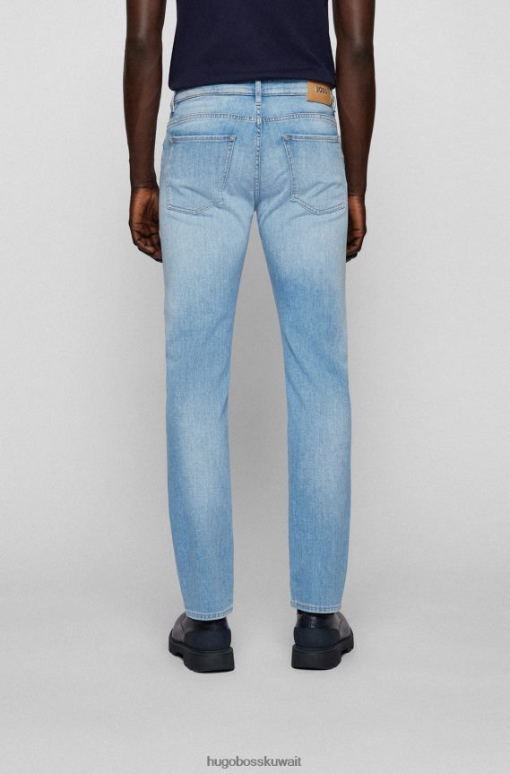 4TFNJN3460 أزرق فاتح Hugo Boss جينز هوغو ذو قصة ضيقة باللون الأزرق من قماش الدنيم الإيطالي بلمسة الكشمير باللون الأزرق الفاتح