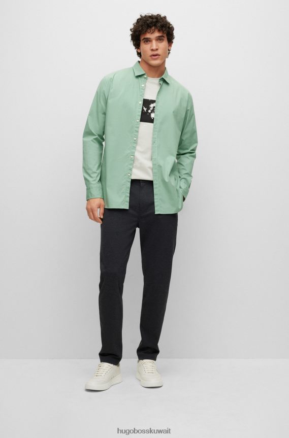 4TFNJN3467 رمادي فاتح Hugo Boss تيشيرت هوغو من الجيرسي القطني مع طباعة موسمية باللون الرمادي الفاتح