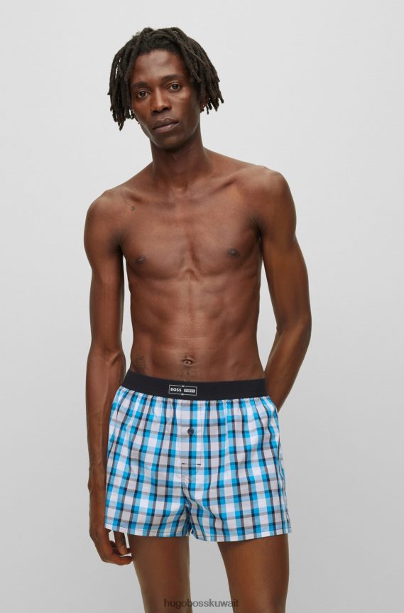 4TFNJN3479 الفيروز Hugo Boss شورت بيجامة من قماش البوبلين القطني Hugo x phipps مصنوع من مواد متبقية مُعاد استخدامها