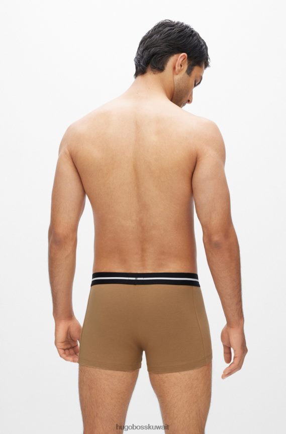 4TFNJN3481 أسود/أبيض/بيج Hugo Boss Hugo حزمة من ثلاثة سراويل من القطن المطاطي باللون الأسود مع أحزمة خصر تحمل الشعار