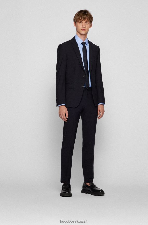 4TFNJN3482 أزرق فاتح Hugo Boss قميص Hugo بقصة عادية من القطن المرن باللون الأزرق الفاتح