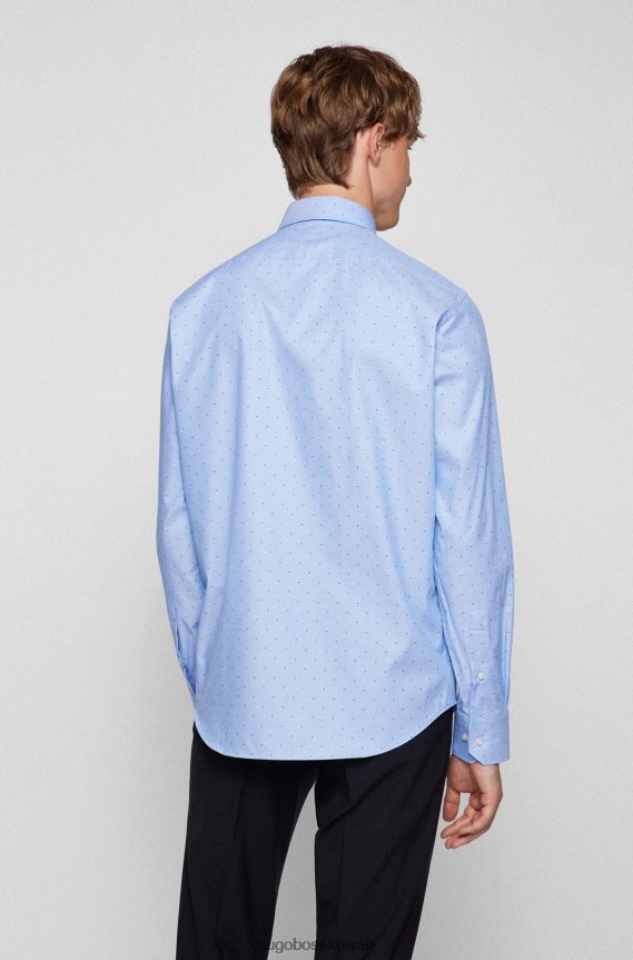 4TFNJN3482 أزرق فاتح Hugo Boss قميص Hugo بقصة عادية من القطن المرن باللون الأزرق الفاتح