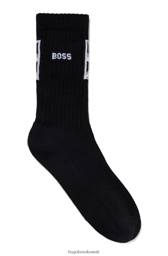 4TFNJN3483 أسود Hugo Boss جوارب ربع طول مع Union Jack وعلامة تجارية سوداء من Hugo