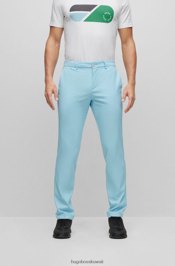 4TFNJN3491 أزرق فاتح Hugo Boss بنطال بقصة ضيقة مصنوع من نسيج قطني مضلع مقاوم للماء باللون الأزرق الفاتح