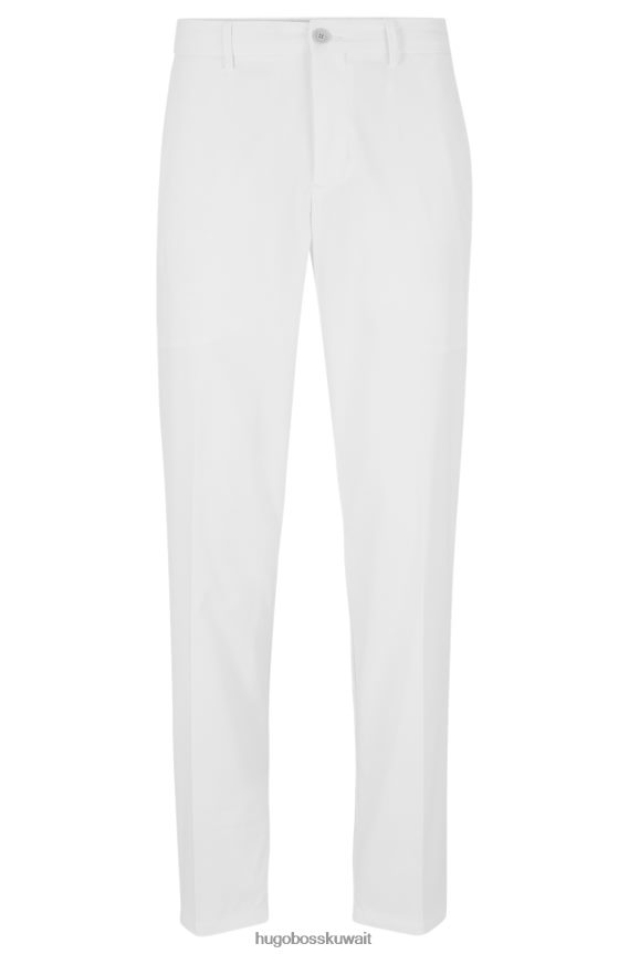 4TFNJN3493 أبيض Hugo Boss بنطلون هوغو أبيض بقصة ضيقة مصنوع من نسيج قطني مقاوم للماء