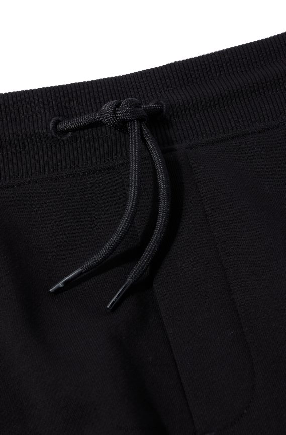 4TFNJN3494 أسود Hugo Boss شورت Hugo من قطن تيري الفرنسي مع علامة شعار حمراء باللون الأسود