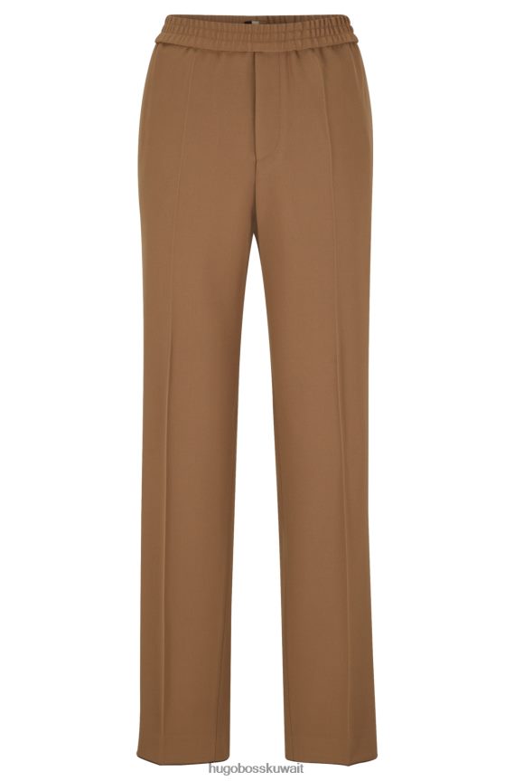 4TFNJN3505 اللون البيج Hugo Boss بنطلون هوغو رسمي للجنسين باللون البيج من الصوف البكر
