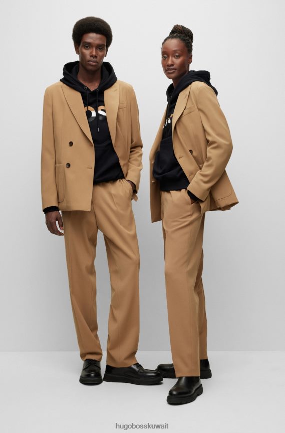 4TFNJN3505 اللون البيج Hugo Boss بنطلون هوغو رسمي للجنسين باللون البيج من الصوف البكر