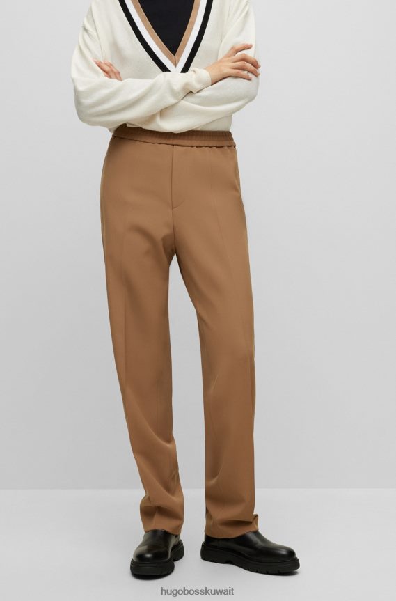4TFNJN3505 اللون البيج Hugo Boss بنطلون هوغو رسمي للجنسين باللون البيج من الصوف البكر
