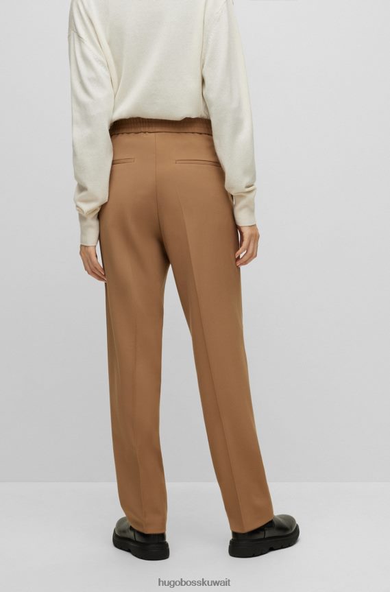 4TFNJN3505 اللون البيج Hugo Boss بنطلون هوغو رسمي للجنسين باللون البيج من الصوف البكر