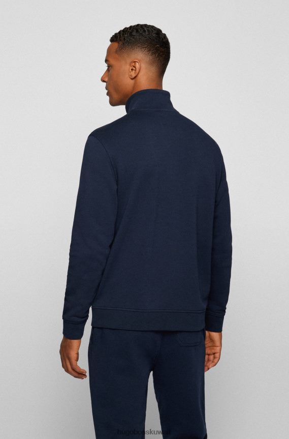 4TFNJN3507 أزرق غامق Hugo Boss سويت شيرت Hugo ذو رقبة بسحاب ومقاس عادي من قطن تيري الفرنسي باللون الأزرق الداكن