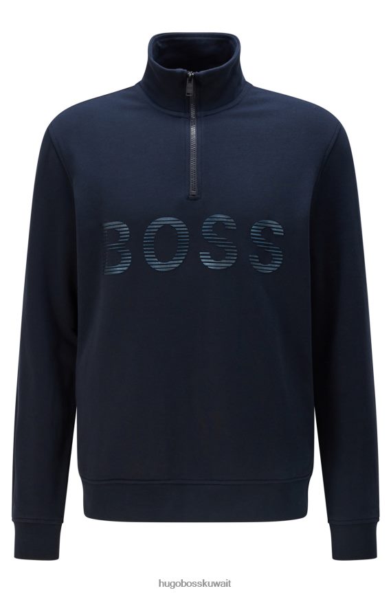 4TFNJN3507 أزرق غامق Hugo Boss سويت شيرت Hugo ذو رقبة بسحاب ومقاس عادي من قطن تيري الفرنسي باللون الأزرق الداكن