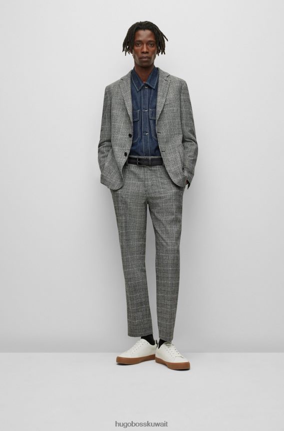 4TFNJN3520 أسود Hugo Boss بنطال بقصّة مدببة مصنوع من قماش هوغو المطاطي عالي الأداء باللون الأسود