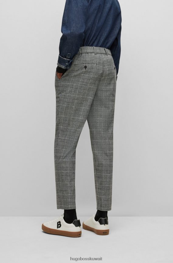 4TFNJN3520 أسود Hugo Boss بنطال بقصّة مدببة مصنوع من قماش هوغو المطاطي عالي الأداء باللون الأسود