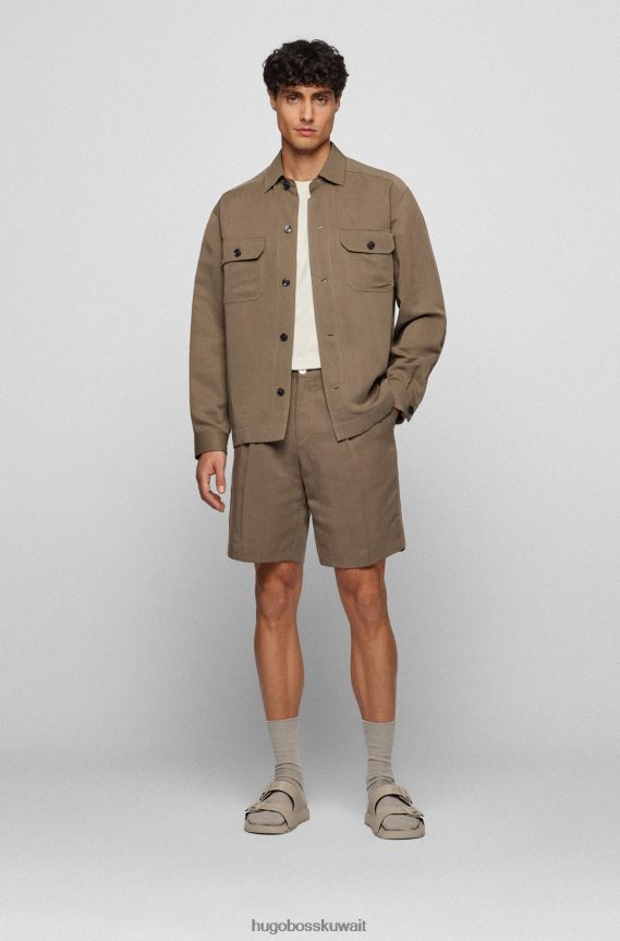 4TFNJN3524 أبيض Hugo Boss تي شيرت Hugo أبيض بقصة ضيقة من القطن على شكل قرص العسل مع ياقة مائلة